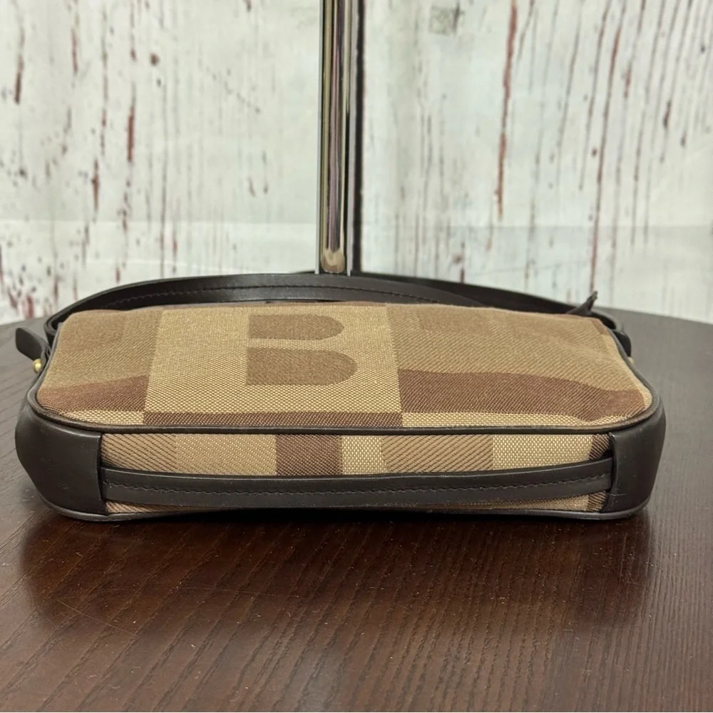 BALLY Monogram Brown textile & leather shoulder crossbody pochette mini Bag y2k